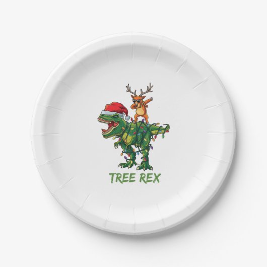 Tree Rex Dinosaur Weihnachtskostüm Xmas Tree Ligh Pappteller (Vorderseite)