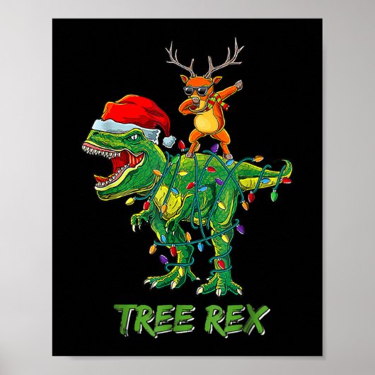 Tree Rex Dinosaur Weihnachtskostüm Xmas Tree Ligh Poster (Vorne)