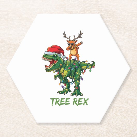 Tree Rex Dinosaur Weihnachtskostüm Xmas Tree Ligh Untersetzer (Vorderseite)