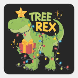 Tree Rex Dinosaurier-Familien-Weihnachtsgruppen-Ma Quadratischer Aufkleber