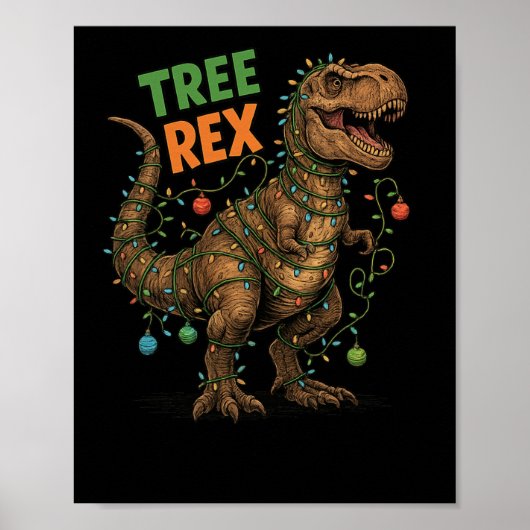 "tree Rex" Dinosaurier Holiday Spaß Weihnachts-T-S Poster (Vorne)