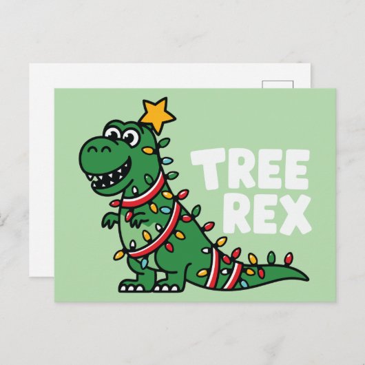 Tree Rex Feiertagspostkarte (Vorne/Hinten)