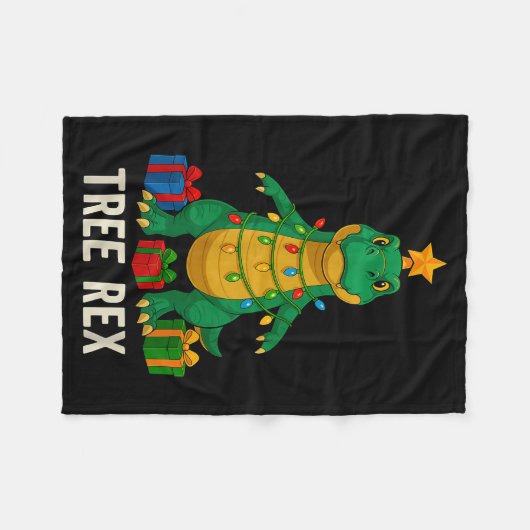 Tree Rex Funny Dinosaur Christmas  Fleecedecke (Vorderseite (Horizontal))