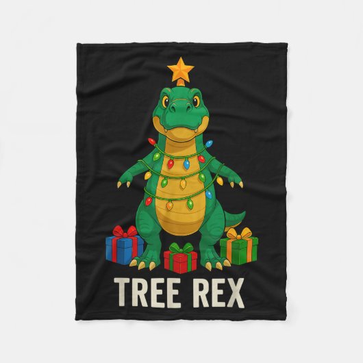 Tree Rex Funny Dinosaur Christmas Fleecedecke (Vorderseite)