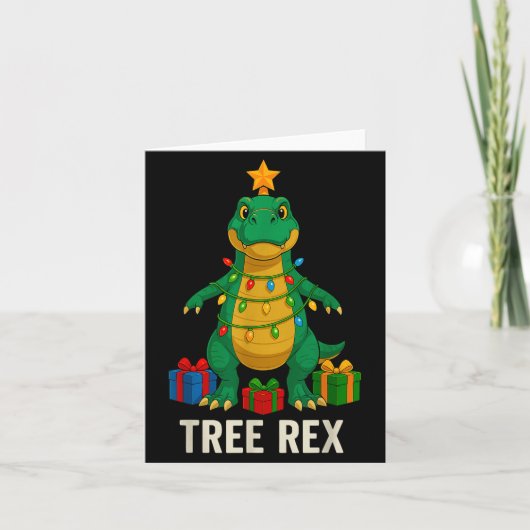 Tree Rex Funny Dinosaur Christmas Karte (Vorderseite)