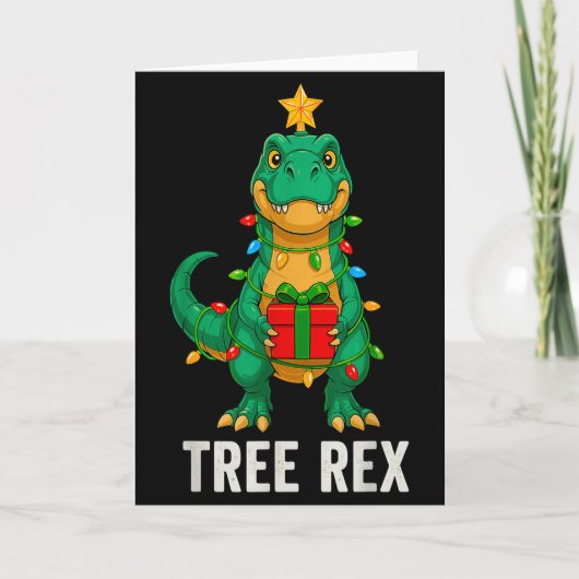 Tree Rex Funny Dinosaur Christmas Karte (Vorderseite)