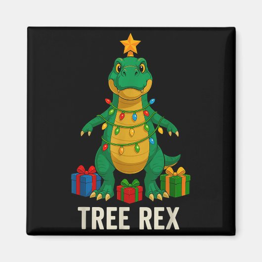 Tree Rex Funny Dinosaur Christmas Magnet (Vorne)