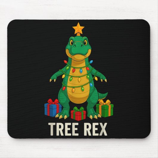 Tree Rex Funny Dinosaur Christmas Mousepad (Vorne)