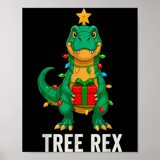 Tree Rex Funny Dinosaur Christmas Poster (Vorne)
