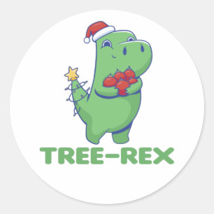 Tree-Rex Funny Dinosaur Pun T-Rex Classic Round St Runder Aufkleber