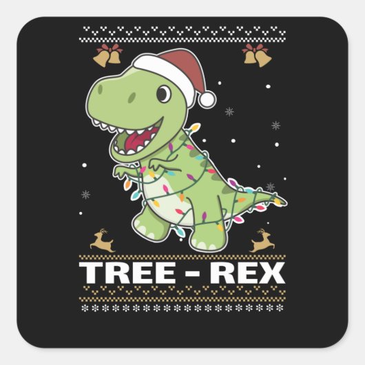Tree-Rex Funny Dinosaur Pun T-Rex Quadratischer Aufkleber (Vorderseite)