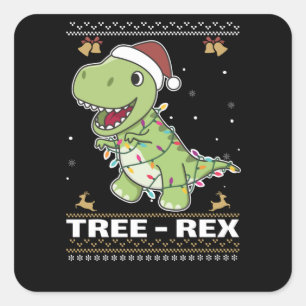 Tree-Rex Funny Dinosaur Pun T-Rex Quadratischer Aufkleber