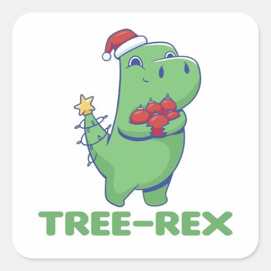 Tree-Rex Funny Dinosaur Pun T-Rex Square Sticker (Vorderseite)
