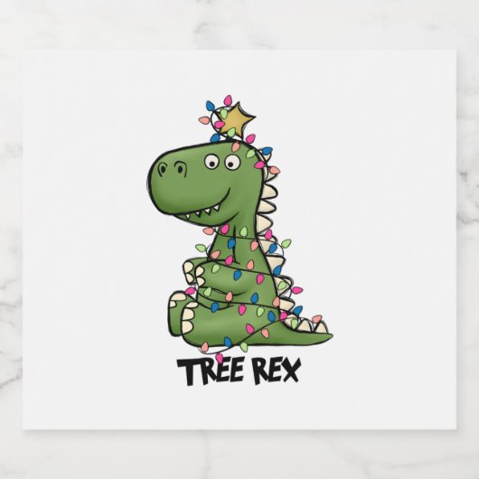 Tree Rex Funny Dinosaur Weihnachtsgeschenke Schaumweinetikett (Einzelnes Label)