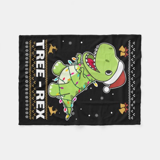 Tree Rex Funny Tyrannosaurus Rex Christmas Pun Fleecedecke (Vorderseite (Horizontal))