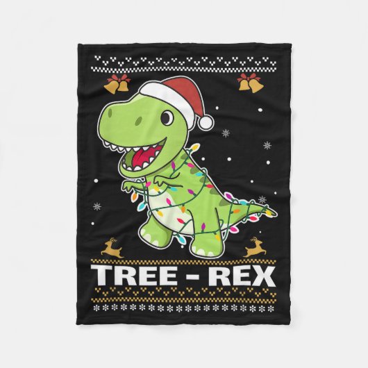Tree Rex Funny Tyrannosaurus Rex Christmas Pun Fleecedecke (Vorderseite)