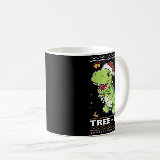 Tree Rex Funny Tyrannosaurus Rex Christmas Pun Kaffeetasse (VorderseiteRechts)
