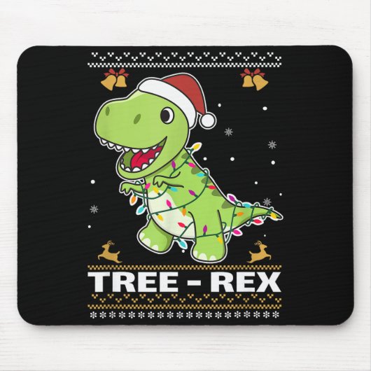Tree Rex Funny Tyrannosaurus Rex Christmas Pun Mousepad (Vorne)