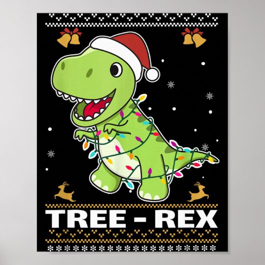 Tree Rex Funny Tyrannosaurus Rex Christmas Pun Poster (Vorne)