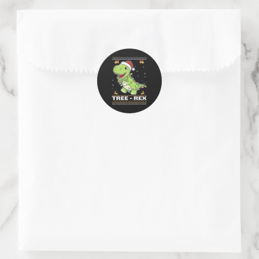 Tree Rex Funny Tyrannosaurus Rex Christmas Pun Runder Aufkleber (Tasche)