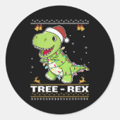Tree Rex Funny Tyrannosaurus Rex Christmas Pun Runder Aufkleber (Vorderseite)