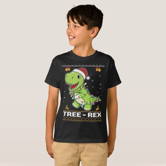 Tree Rex Funny Tyrannosaurus Rex Christmas Pun T-Shirt (Vorne ganz)