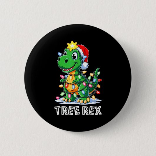 Tree Rex Funny Xmas T Rex Christmas Dinosaur Boys Button (Vorderseite)