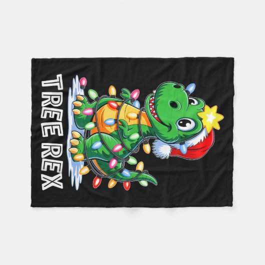 Tree Rex Funny Xmas T Rex Christmas Dinosaur Boys  Fleecedecke (Vorderseite (Horizontal))