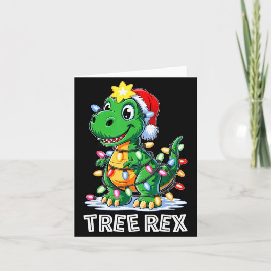 Tree Rex Funny Xmas T Rex Christmas Dinosaur Boys Karte (Vorderseite)