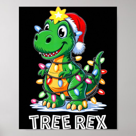 Tree Rex Funny Xmas T Rex Christmas Dinosaur Boys Poster (Vorne)