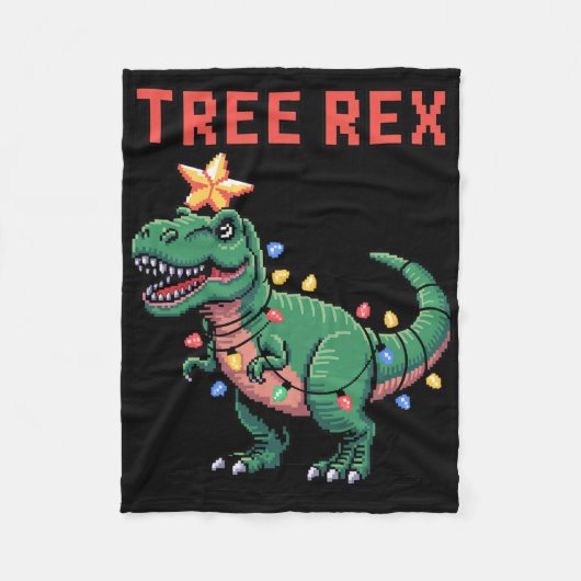 Tree Rex hässlicher Weihnachtspullover Dinosaurier Fleecedecke (Vorderseite)