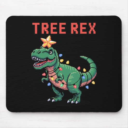 Tree Rex hässlicher Weihnachtspullover Dinosaurier Mousepad (Vorne)