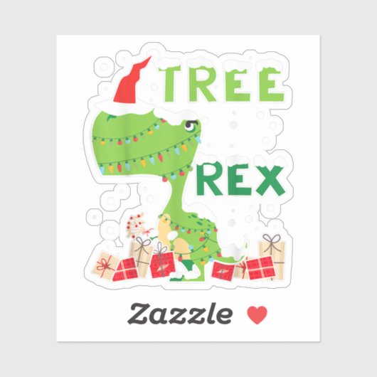 Tree Rex Lights Christmas Tree T-rex T - Shirt Din Aufkleber (Blatt)