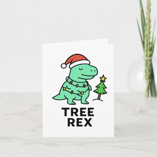 Tree Rex - Lustige Weihnachtskarte Feiertagskarte (Vorderseite)