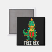 Tree Rex Lustiger Dinosaurier Weihnachten Magnet (Vorderseite/Rückseite)