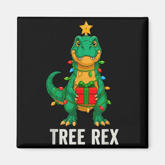 Tree Rex Lustiger Dinosaurier Weihnachten Magnet (Vorne)
