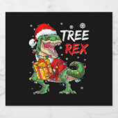 Tree Rex T-rex Santa Dinosaur Weihnachtserwachsene Schaumweinetikett (Einzelnes Label)