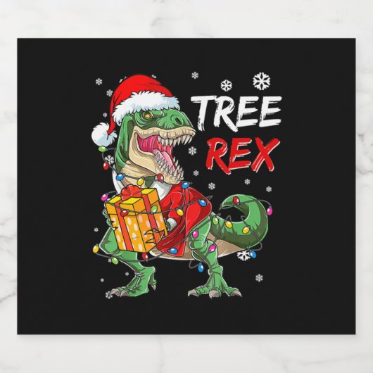 Tree Rex T-rex Santa Dinosaur Weihnachtserwachsene Schaumweinetikett (Einzelnes Label)
