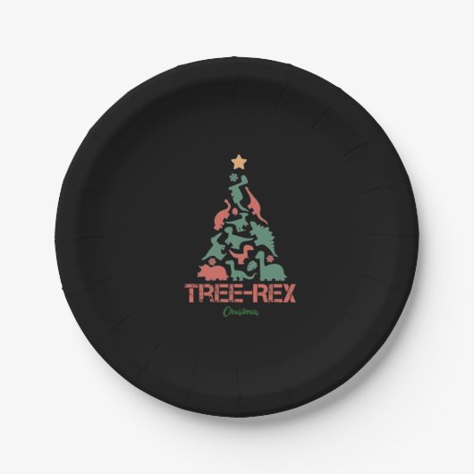 Tree-Rex-T - Shirt Der Kampf T - Shirt Funny Chr Pappteller (Vorderseite)