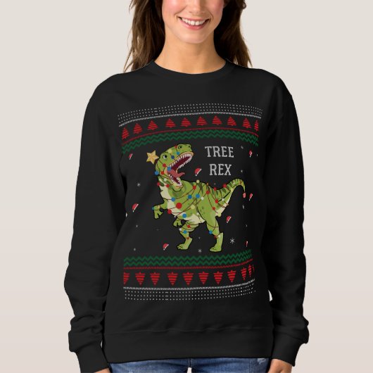Tree Rex Trex Dinosaur Light Ugly Christmas Sweate Sweatshirt (Vorderseite)