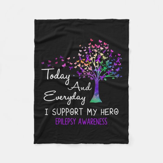 Tree Ribbon I support My Hero Epilepsy Awareness Fleecedecke (Vorderseite)
