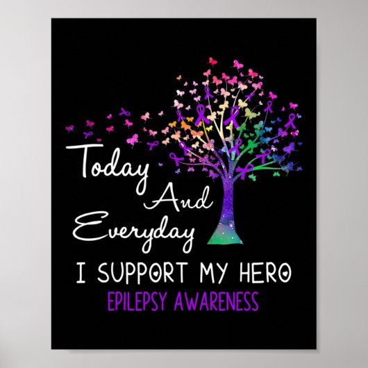 Tree Ribbon I Support My Hero Epilepsy Awareness  Poster (Vorne)