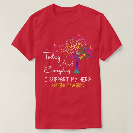 Tree Ribbon I Support My Hero Microcephaly Awarene T-Shirt (Design vorne)