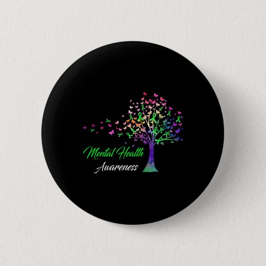 Tree Ribbon Mental Health Awareness Button (Vorderseite)