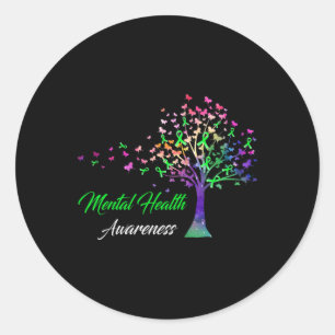Tree Ribbon Mental Health Awareness Runder Aufkleber