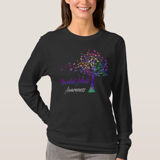 Tree Ribbon Rheumatoide Arthritis Bewusstsein T-Shirt (Vorderseite)