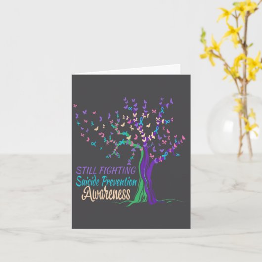 Tree Ribbon Still Fighting Suicide Prevention Awar Karte (Gelbe Blume)