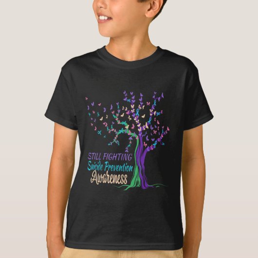 Tree Ribbon Still Fighting Suicide Prevention Awar T-Shirt (Vorderseite)