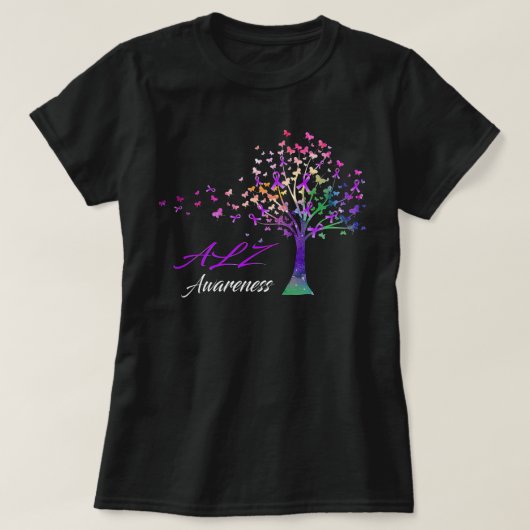 Tree Ribbons Alz Awareness Support Alz Warrior Gif T-Shirt (Design vorne)