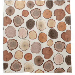 Tree Rings Forest Doodle Muster Duschvorhang